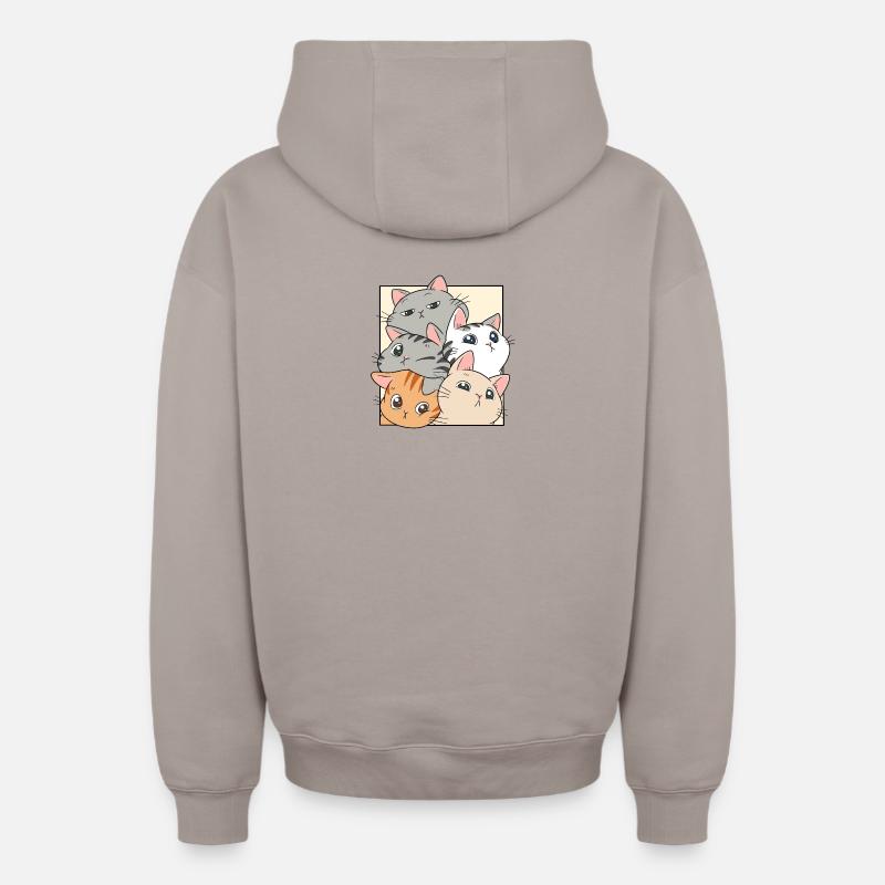 Cat Stack Ensemble - Sweat à capuche unisexe zippé oversize épais SPREAD - taupe