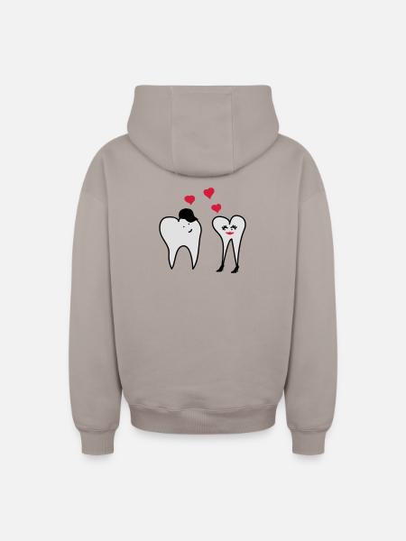 Teeth in love - Oversized Heavyweight Unisex Zip Hoodie - taupe