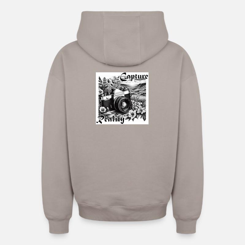 Le photographe - Sweat à capuche unisexe zippé oversize épais SPREAD - taupe