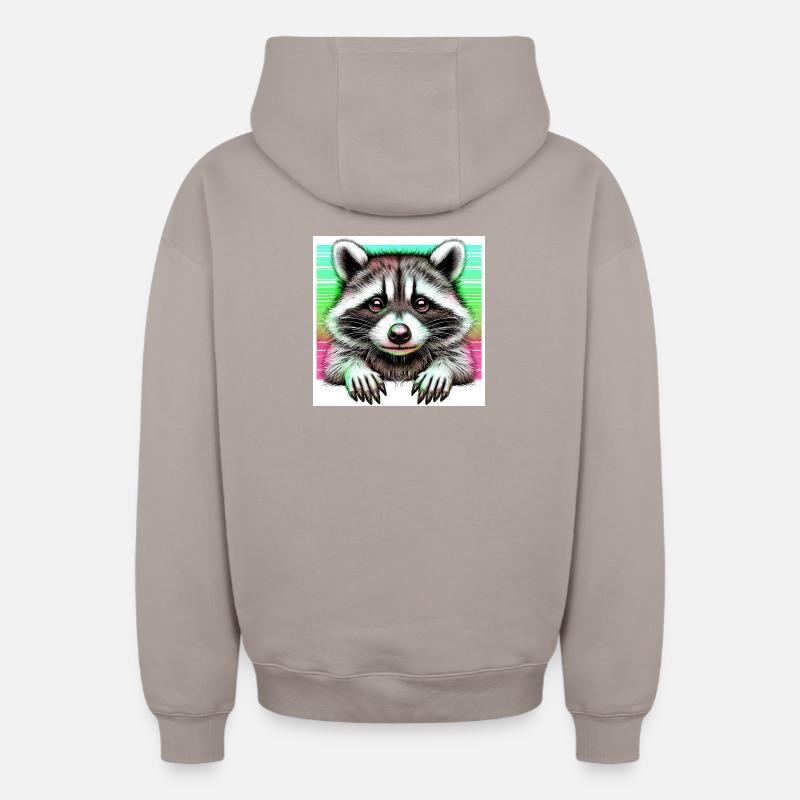 Raton laveur - Sweat à capuche unisexe zippé oversize épais SPREAD - taupe