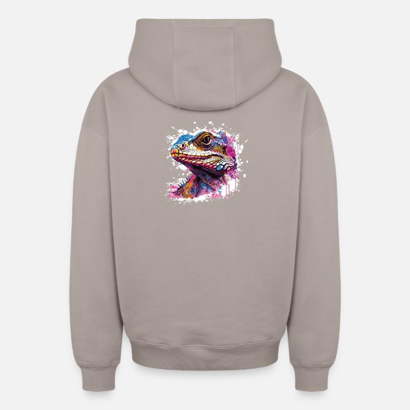 Echse Graffiti  - Oversized Heavyweight Unisex Zip Hoodie - Taupe