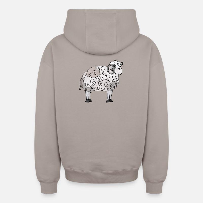 bélier - Sweat à capuche unisexe zippé oversize épais SPREAD - taupe