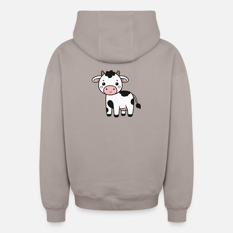 Vache Vaches - Sweat à capuche unisexe zippé oversize épais SPREAD - taupe