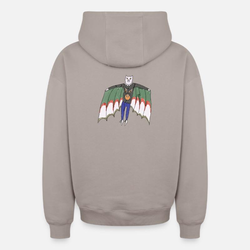Chat Vampire - Sweat à capuche unisexe zippé oversize épais SPREAD - taupe