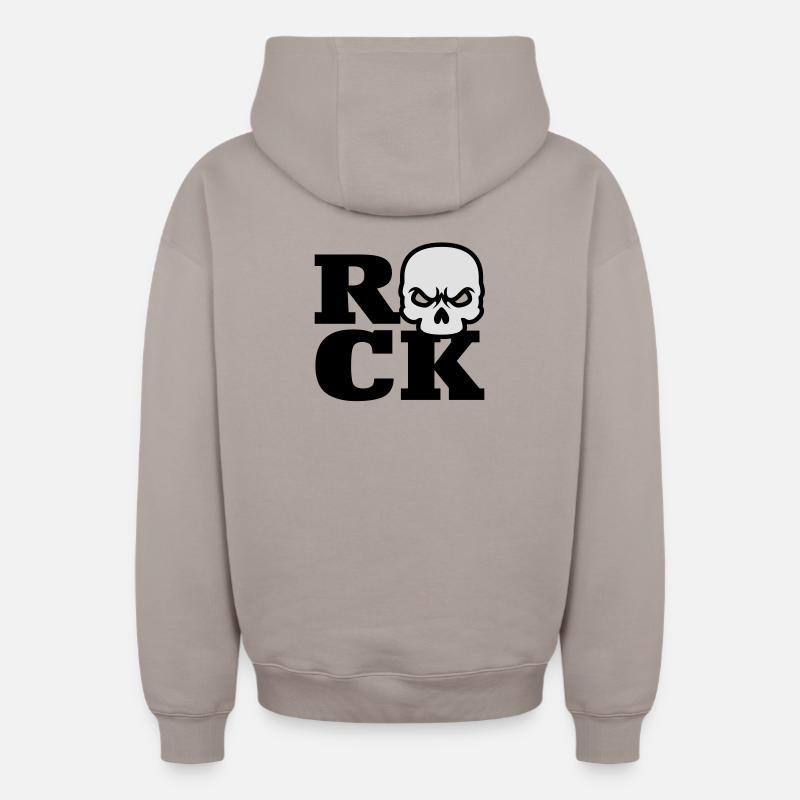 Rock Skull - Sweat à capuche unisexe zippé oversize épais SPREAD - taupe