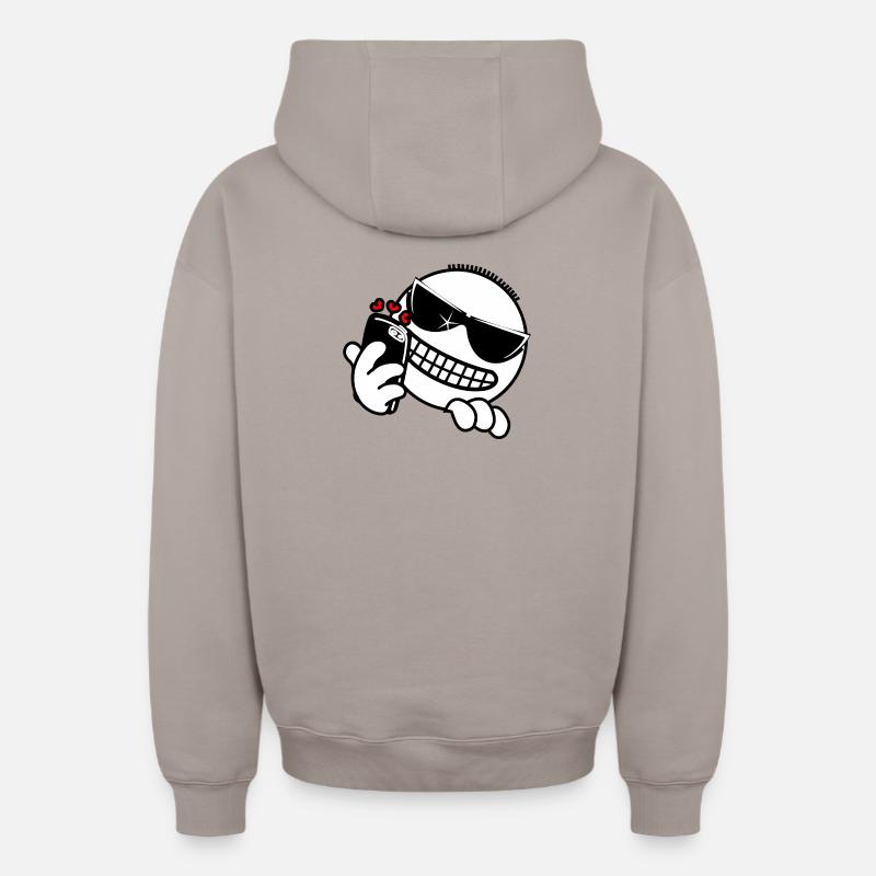 Hacker mit Telefon - Oversized Heavyweight Unisex Zip Hoodie - Taupe