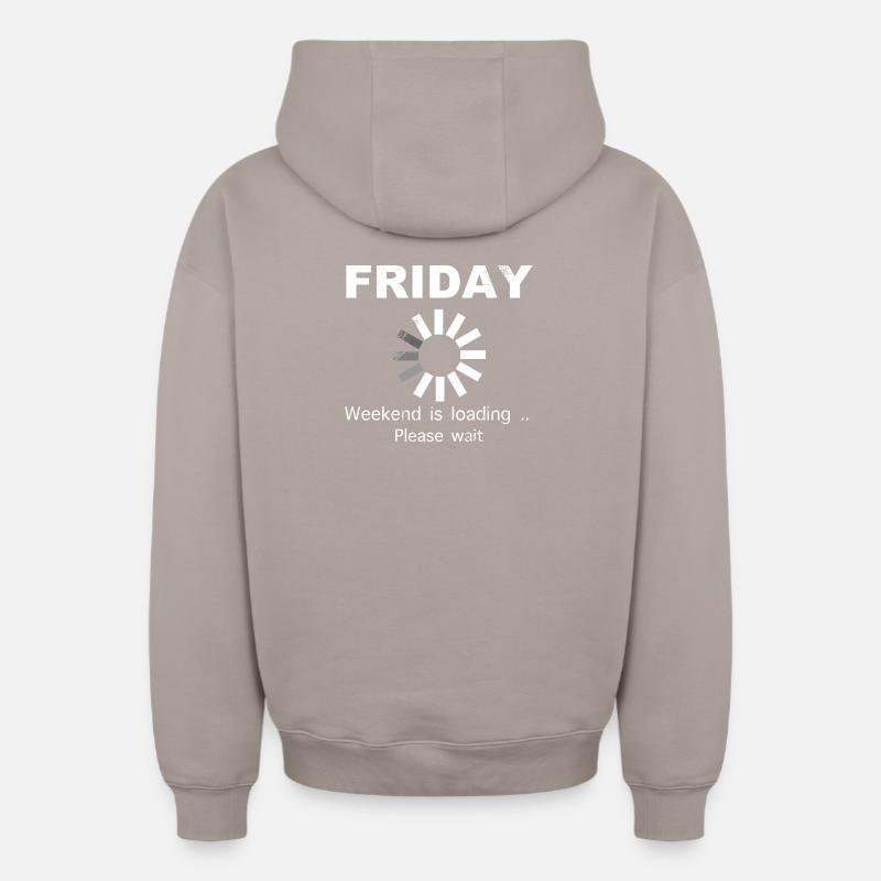 Friday Weekend Loading Saying - Oversized Heavyweight Unisex Zip Hoodie - taupe