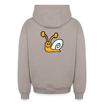 Schnecke Schneckenhaus niedlich süß glücklich Cool - Oversized Heavyweight Unisex Zip Hoodie - Taupe - Hinten - AI Model Male 178 light (178cm)