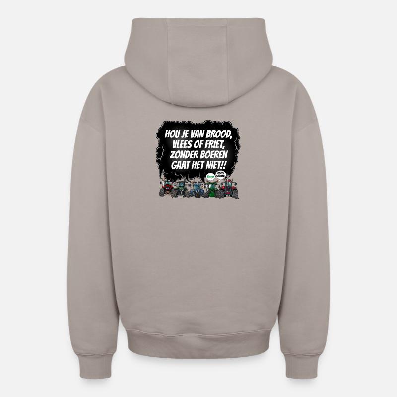 Boerenprotest_tshirt_NL - Sweat à capuche unisexe zippé oversize épais SPREAD - taupe