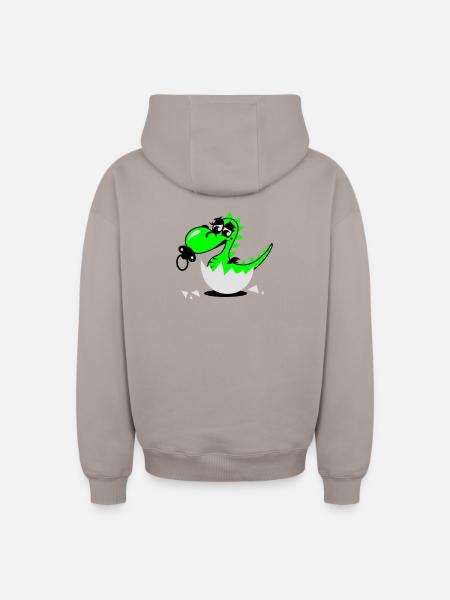 Un piccolo cucciolo di drago con il ciuccio - Felpa unisex con cappuccio oversize pesante SPREAD - talpa