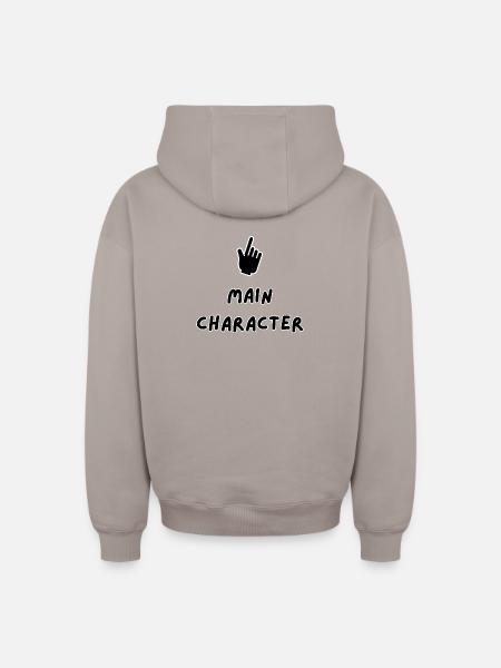 Hoofdpersonage – Gedurfd typografieontwerp - Hoodie unisex met rits oversized van zware kwaliteit - taupe