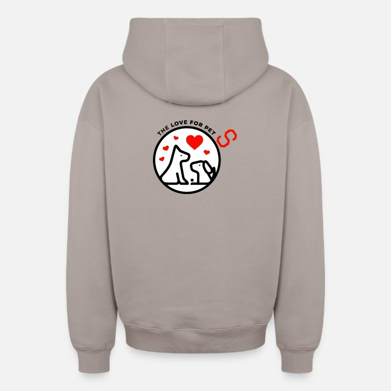 Chien Amour Cercle Silhouette - Sweat à capuche unisexe zippé oversize épais SPREAD - taupe