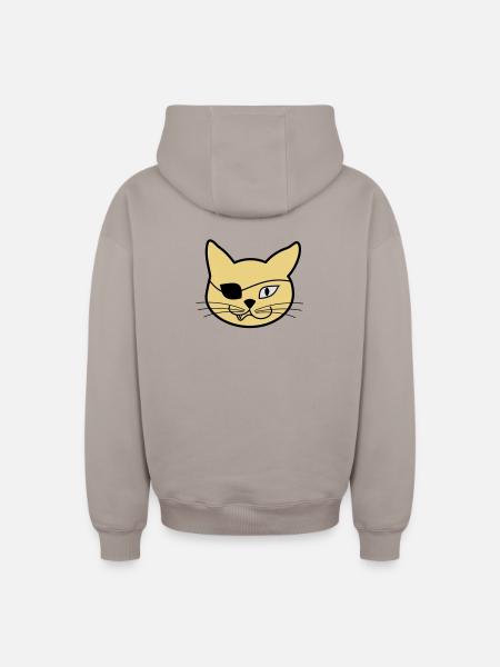 Pirate Kitteh - Oversized Heavyweight Unisex Zip Hoodie - taupe