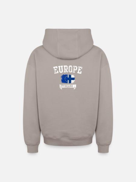 Europe Finlande Fusion Drapeau - Sweat à capuche unisexe zippé oversize épais SPREAD - taupe