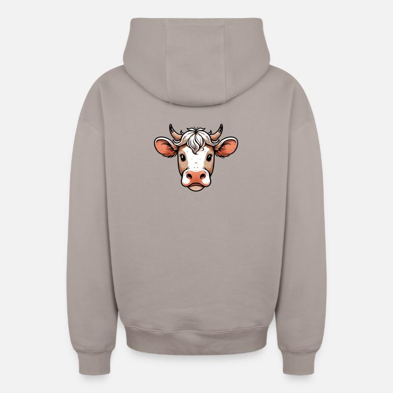Vache - Sweat à capuche unisexe zippé oversize épais SPREAD - taupe