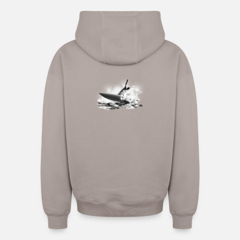Surf - Sweat à capuche unisexe zippé oversize épais SPREAD - taupe