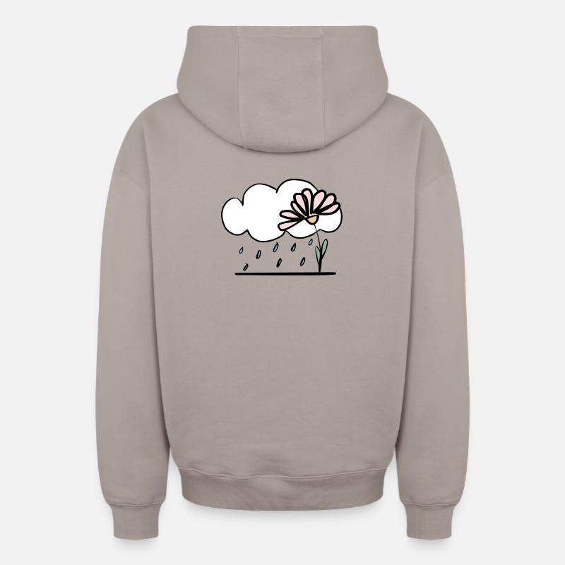Fleur sous la pluie - Sweat à capuche unisexe zippé oversize épais SPREAD - taupe