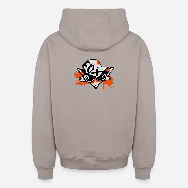 Fuchs mit Baseballkappe - Oversized Heavyweight Unisex Zip Hoodie - Taupe