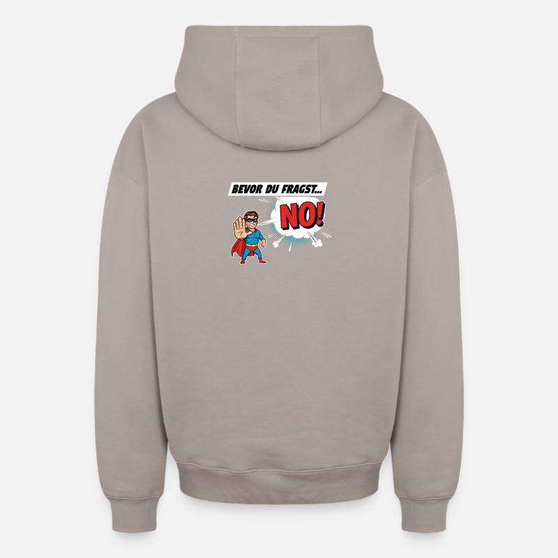 Superheldischer Warnhinweis Comic Design - Oversized Heavyweight Unisex Zip Hoodie - Taupe