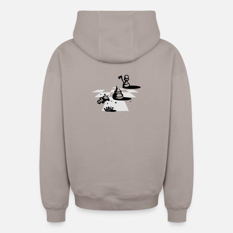Échec et mat - Sweat à capuche unisexe zippé oversize épais SPREAD - taupe