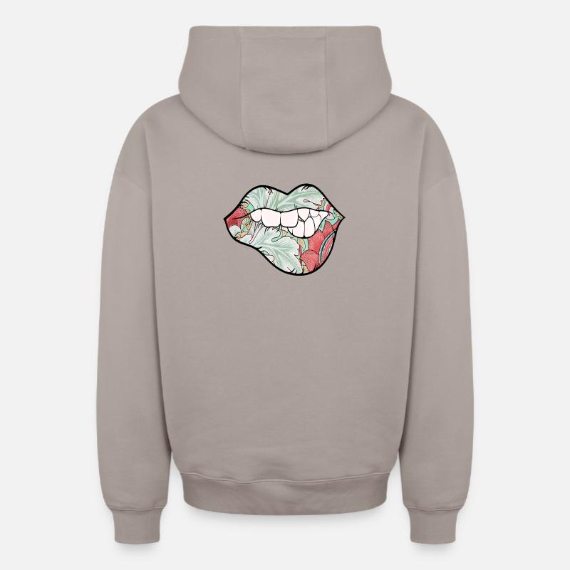 Nature Lèvres Sexy - Sweat à capuche unisexe zippé oversize épais SPREAD - taupe