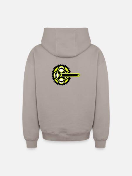 Bicycle Chainring Icon - Oversized Heavyweight Unisex Zip Hoodie - taupe