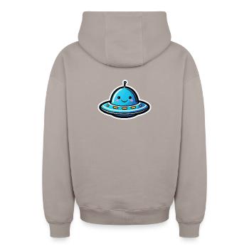 OVNI - Sweat à capuche unisexe zippé oversize épais SPREAD - taupe - Dos - AI Model Male 178 light (178cm)