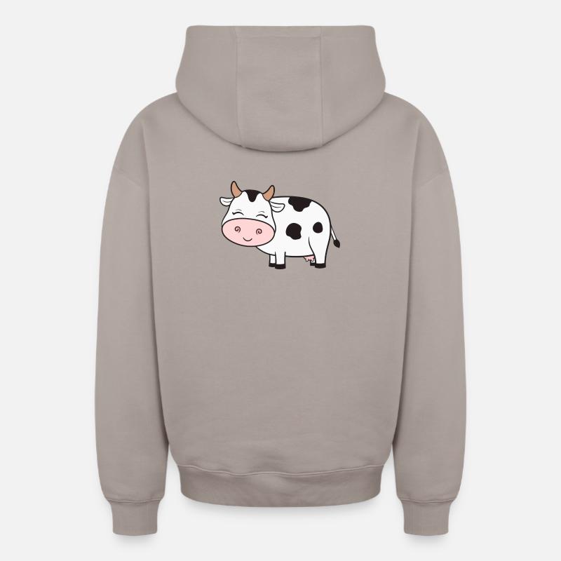 Vache Vaches - Sweat à capuche unisexe zippé oversize épais SPREAD - taupe
