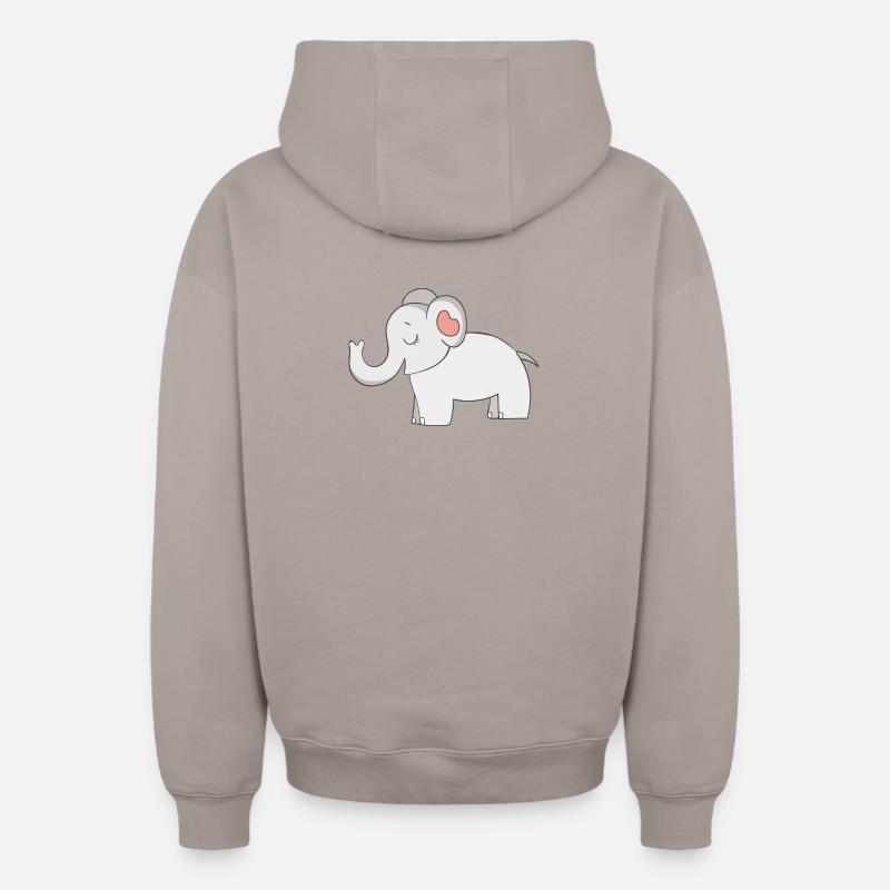 éléphant - Sweat à capuche unisexe zippé oversize épais SPREAD - taupe