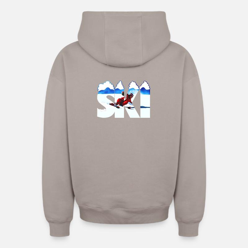 SKI - Sweat à capuche unisexe zippé oversize épais SPREAD - taupe