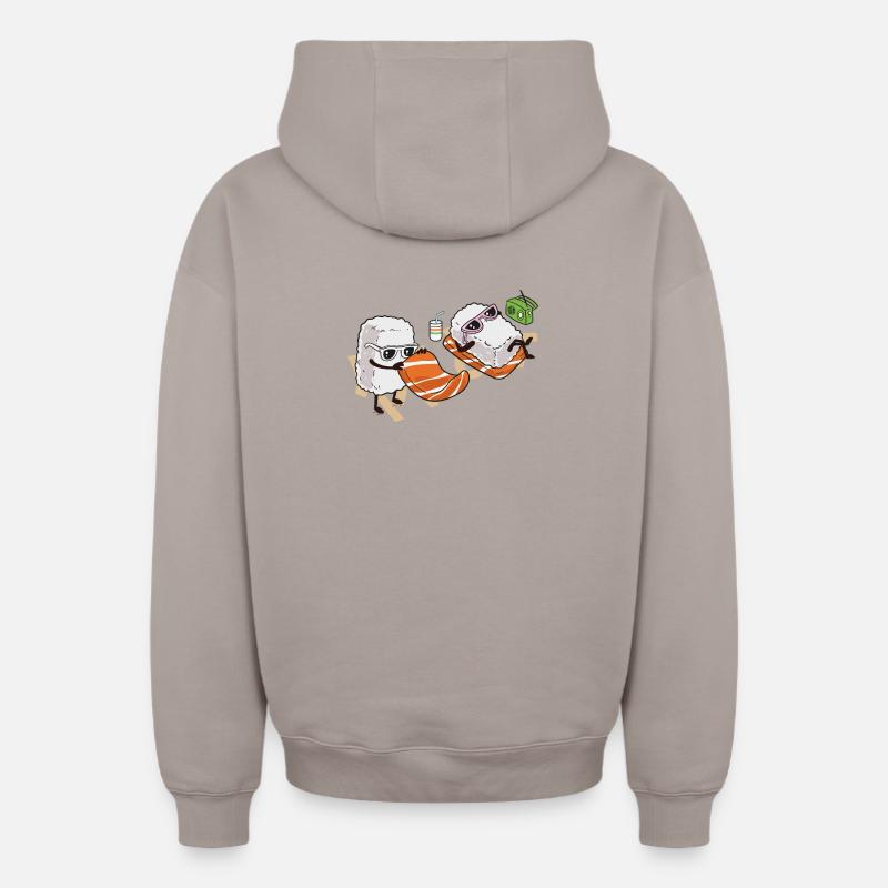 Sushis d’été - Sweat à capuche unisexe zippé oversize épais SPREAD - taupe