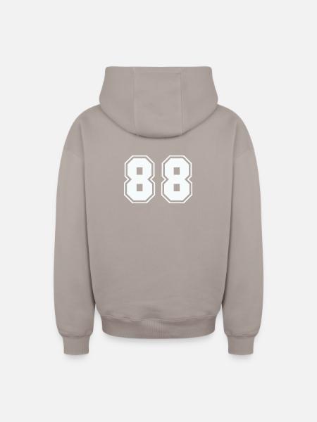Double Eight Outline Retro - Oversized Heavyweight Unisex Zip Hoodie - taupe