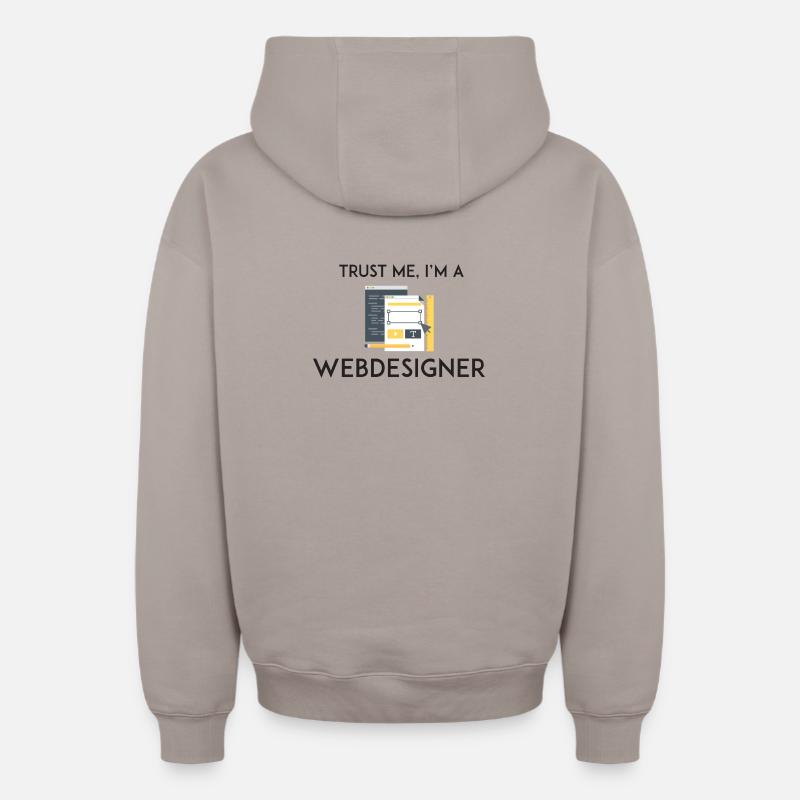 Croyez-moi, je suis webdesigner - Sweat à capuche unisexe zippé oversize épais SPREAD - taupe