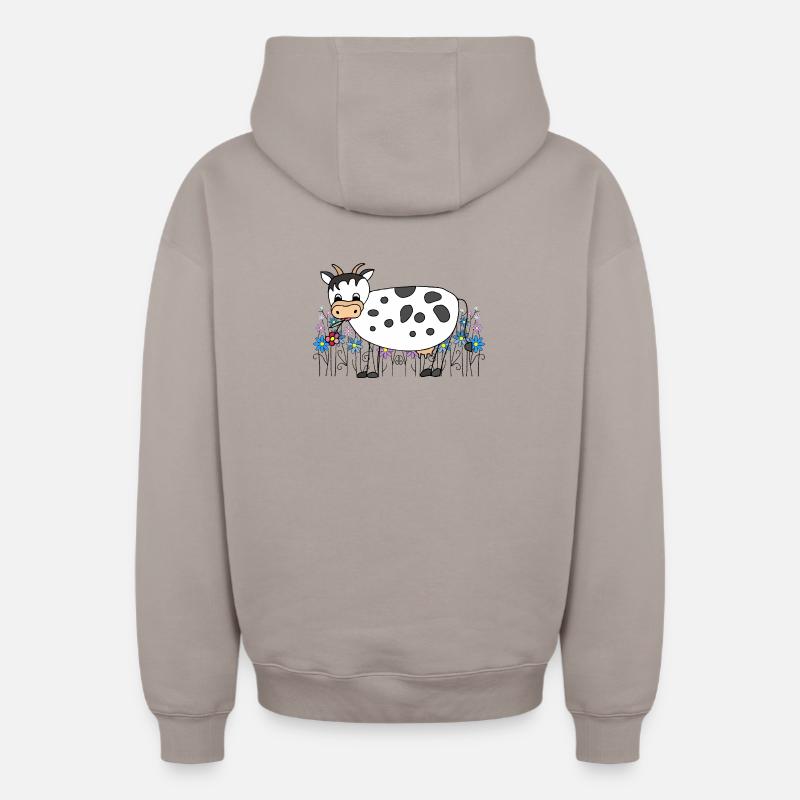 Vache - Sweat à capuche unisexe zippé oversize épais SPREAD - taupe