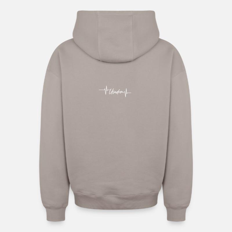 Heartbeat avec lettrage Usedom - Sweat à capuche unisexe zippé oversize épais SPREAD - taupe