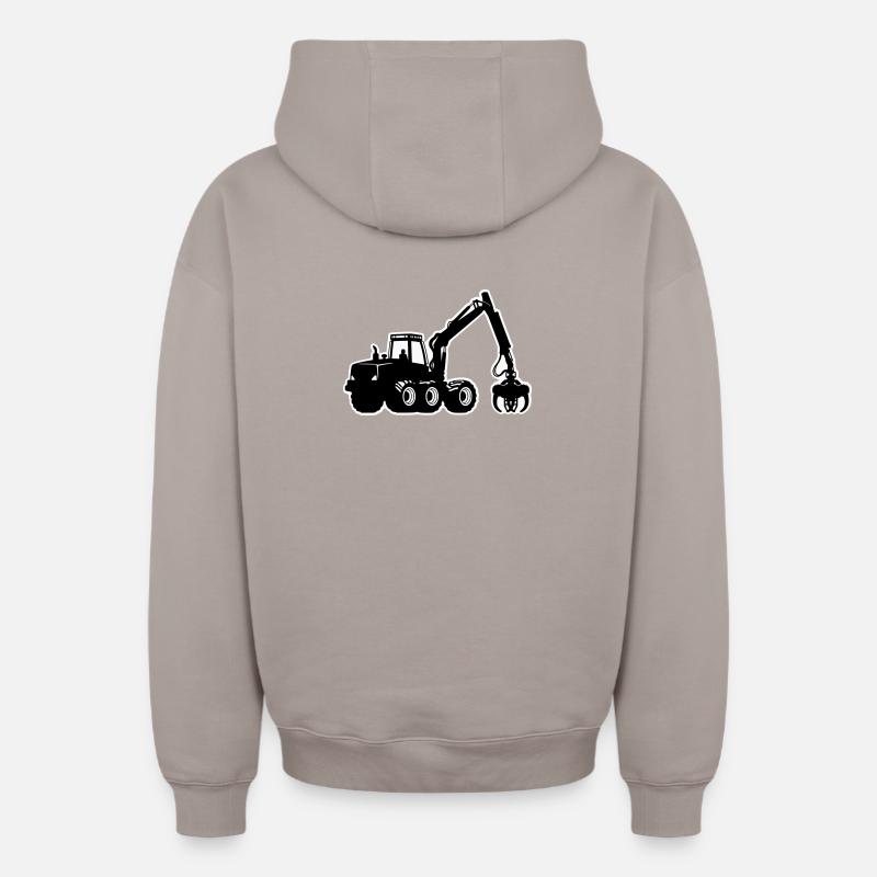 Silhouette de moissonneuse - Sweat à capuche unisexe zippé oversize épais SPREAD - taupe