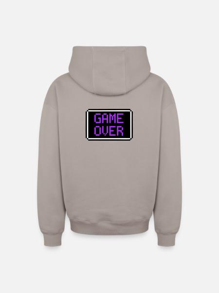 Game Over Shield Retro Gamer - Oversized Heavyweight Unisex Zip Hoodie - taupe