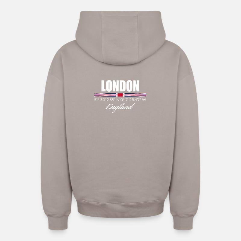 Londres - Sweat à capuche unisexe zippé oversize épais SPREAD - taupe