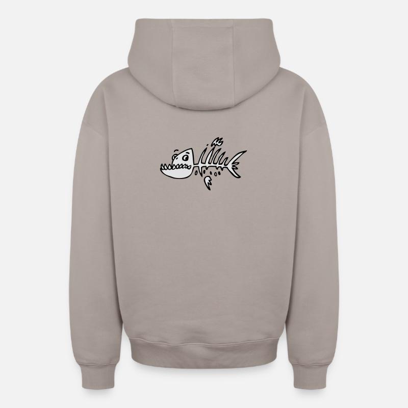 Poisson squelette - Sweat à capuche unisexe zippé oversize épais SPREAD - taupe