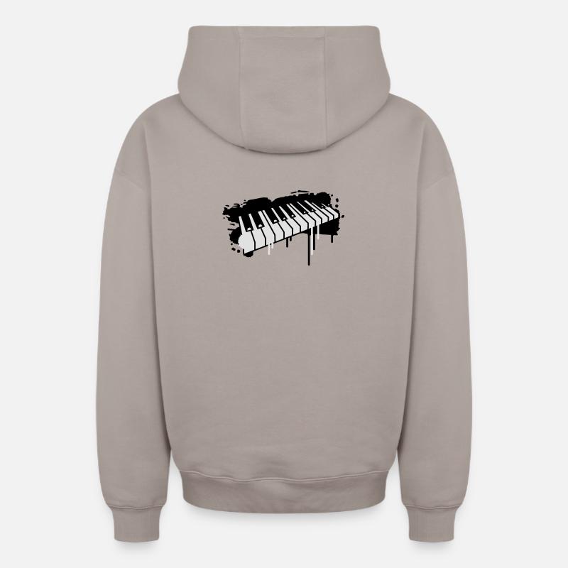 Un graffiti clavier - Sweat à capuche unisexe zippé oversize épais SPREAD - taupe