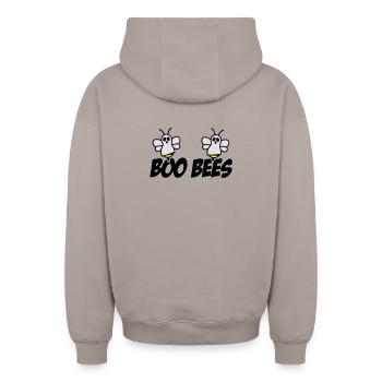 Boo Bienen v2 - Oversized Heavyweight Unisex Zip Hoodie - Taupe - Hinten - AI Model Male 178 light (178cm)