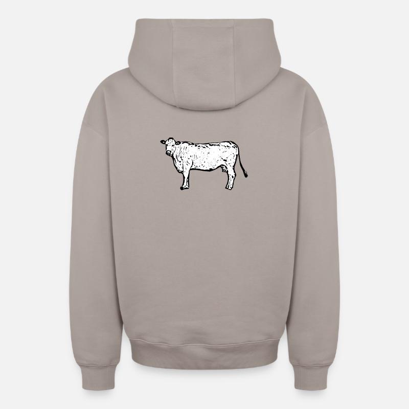 Vache - Sweat à capuche unisexe zippé oversize épais SPREAD - taupe