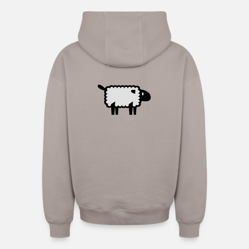 moutons - Sweat à capuche unisexe zippé oversize épais SPREAD - taupe