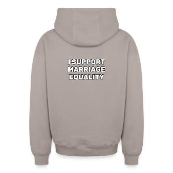 Soutenir l’égalité du mariage - Sweat à capuche unisexe zippé oversize épais SPREAD - taupe - Dos - AI Model Male 178 light (178cm)