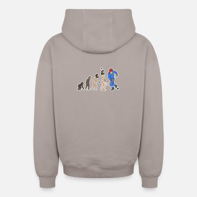 Evolution Eishockeyspieler  - Oversized Heavyweight Unisex Zip Hoodie - Taupe