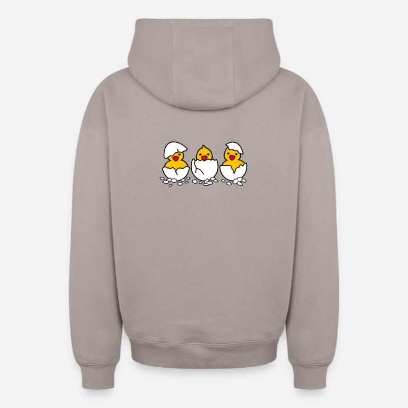 Drei aus dem Ei (d) - Sweat à capuche unisexe zippé oversize épais SPREAD - taupe