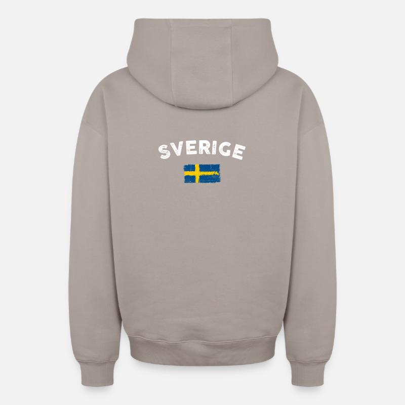 Sverige Brush Drapeau Nordique - Sweat à capuche unisexe zippé oversize épais SPREAD - taupe