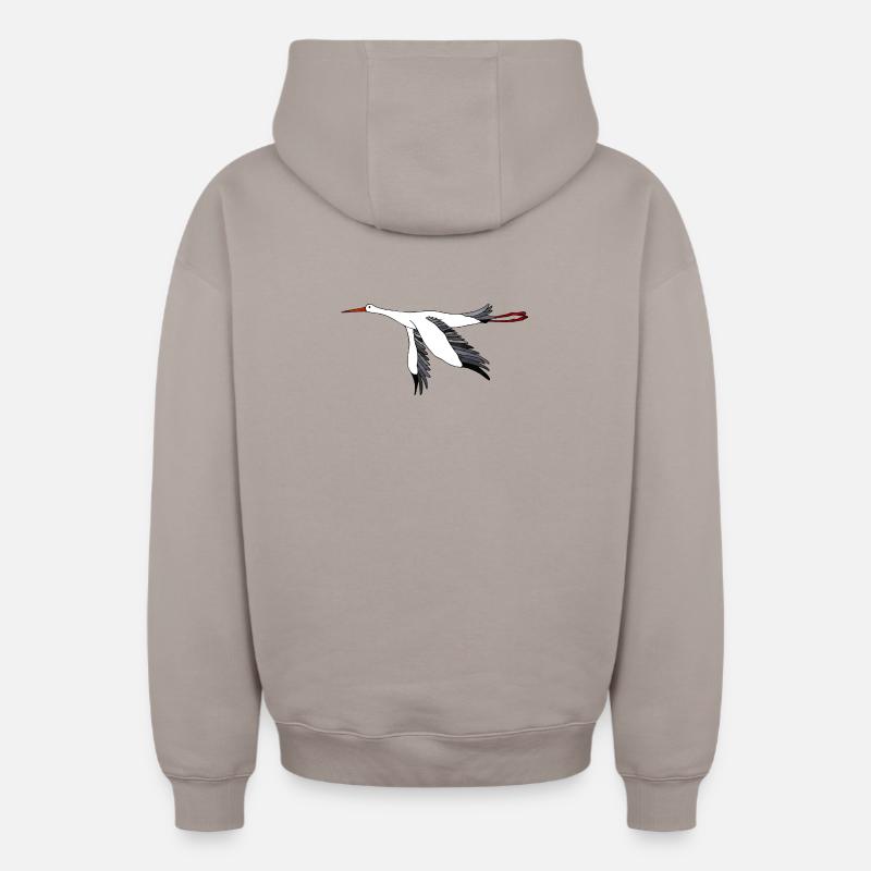 Cigogne - Sweat à capuche unisexe zippé oversize épais SPREAD - taupe