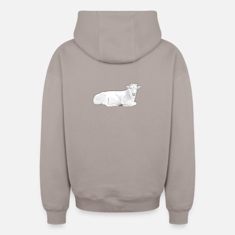 Vache - Sweat à capuche unisexe zippé oversize épais SPREAD - taupe