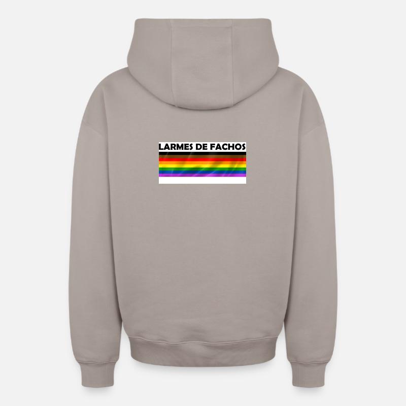 larmes de fachos - Sweat à capuche unisexe zippé oversize épais SPREAD - taupe